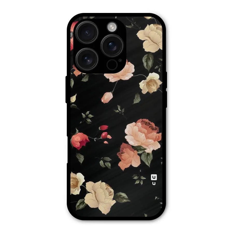 Black Artistic Floral Shockproof Hybrid Protection (Metal + TPU) Back Case Cover CoversCart