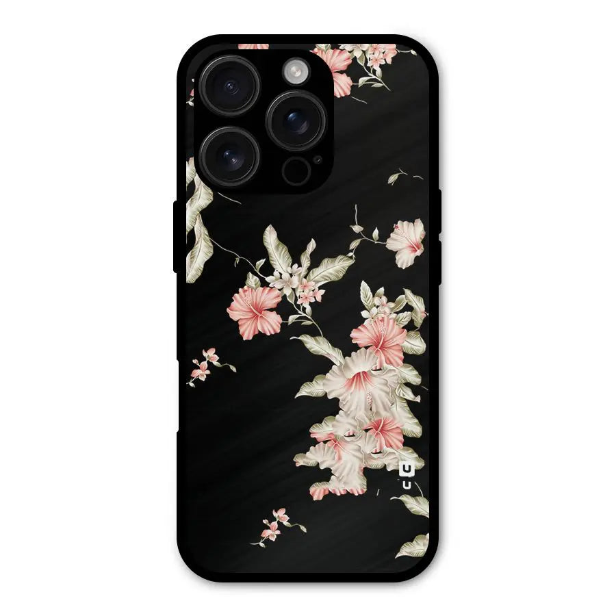 Black Floral Shockproof Hybrid Protection (Metal + TPU) Back Case Cover CoversCart