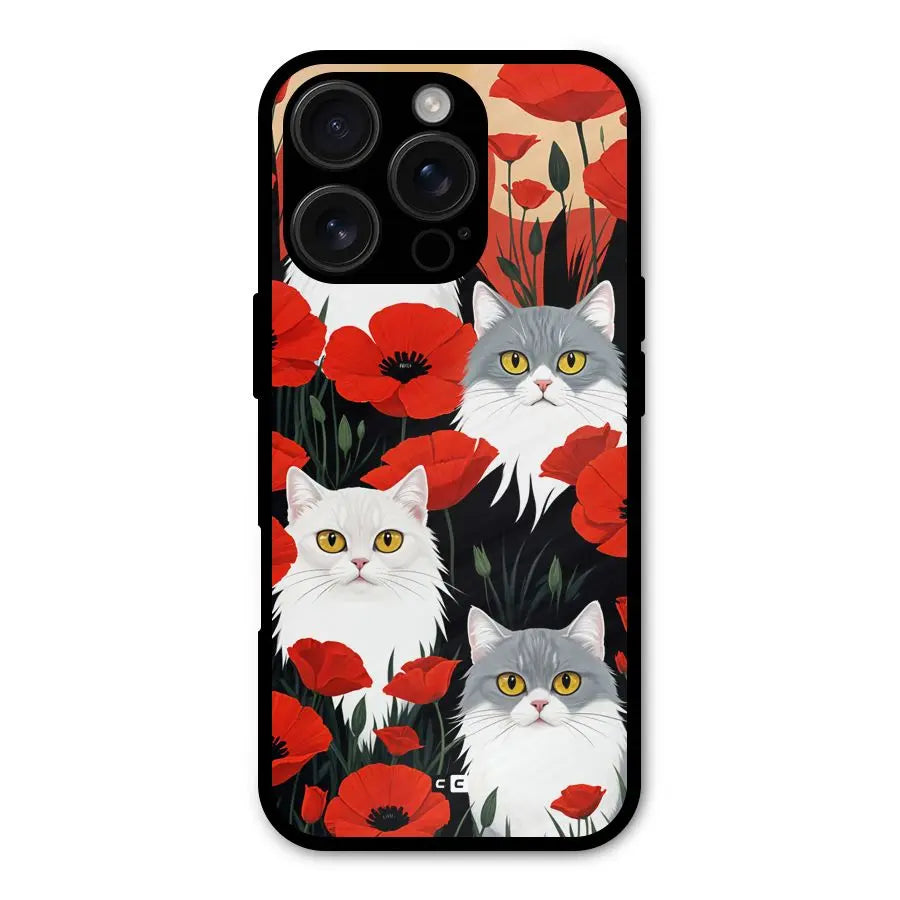 Floral Cat Shockproof Hybrid Protection (Metal + TPU) Back Case Cover CoversCart