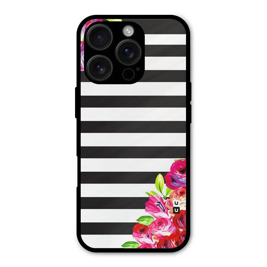 Floral Stripes Shockproof Hybrid Protection (Metal + TPU) Back Case Cover CoversCart