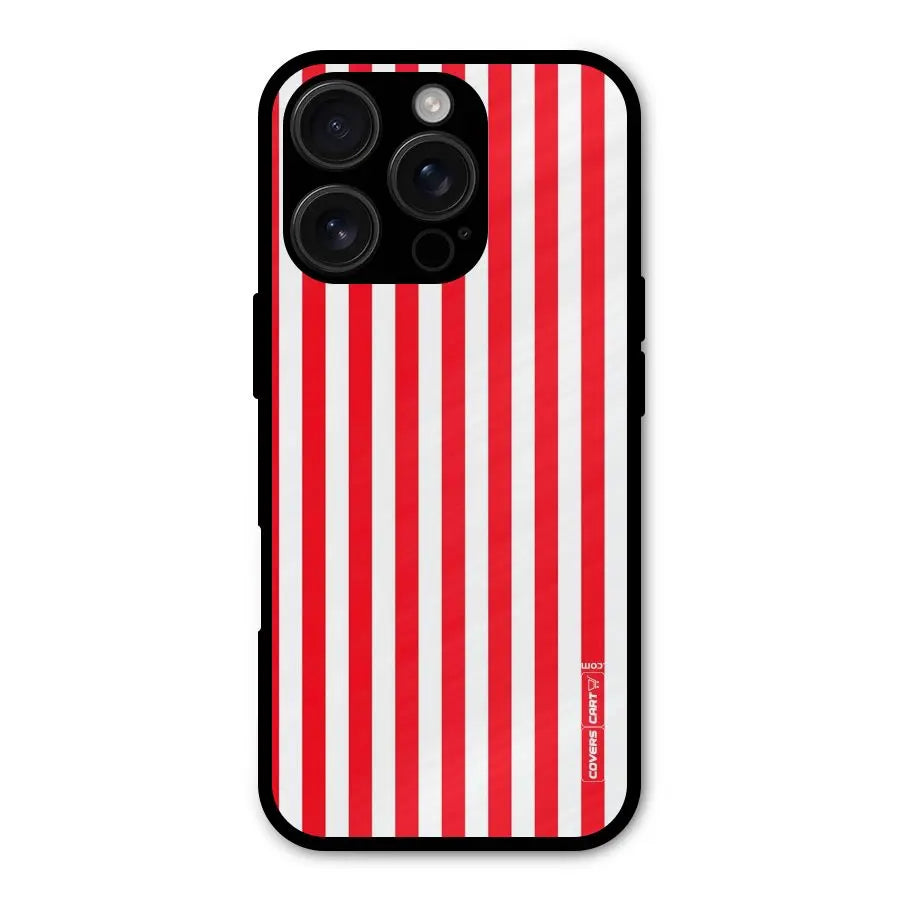 Red And White Straight Stripes Shockproof Hybrid Protection (Metal + TPU) Back Case Cover CoversCart