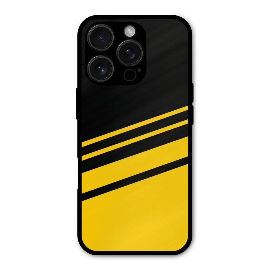 Slant Yellow Stripes Shockproof Hybrid Protection (Metal + TPU) Back Case Cover CoversCart