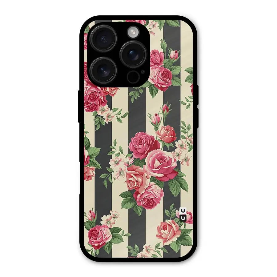 Stripes And Floral Shockproof Hybrid Protection (Metal + TPU) Back Case Cover CoversCart
