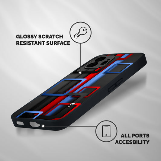 Abstract Box Shockproof Hybrid Protection (Metal + TPU) Back Case Cover