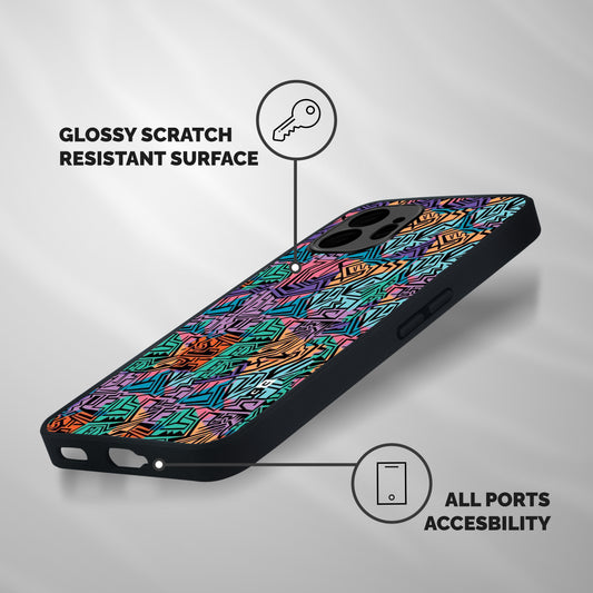 Abstract Lining Colors Shockproof Hybrid Protection (Metal + TPU) Back Case Cover