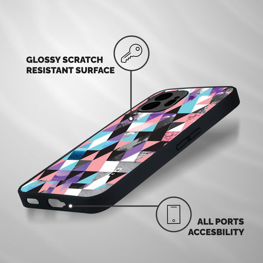 Abstract Splash Triangles Shockproof Hybrid Protection (Metal + TPU) Back Case Cover