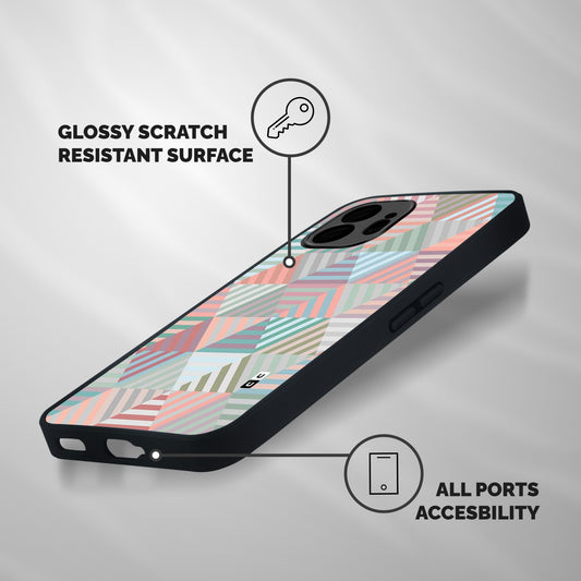 Abstract Triangle Lines Shockproof Hybrid Protection (Metal + TPU) Back Case Cover