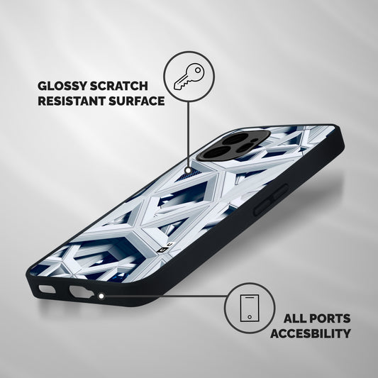 Abstract White Lines Shockproof Hybrid Protection (Metal + TPU) Back Case Cover
