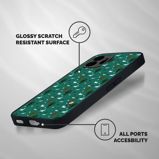 Animal Grass Pattern Shockproof Hybrid Protection (Metal + TPU) Back Case Cover