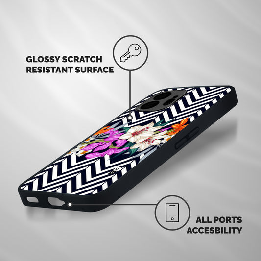 Artsy ZigZag Floral Shockproof Hybrid Protection (Metal + TPU) Back Case Cover