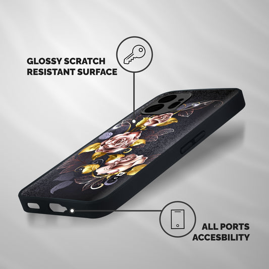 Beautiful Old Floral Design Shockproof Hybrid Protection (Metal + TPU) Back Case Cover