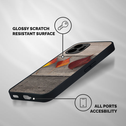 Beautiful Wood Leafs Shockproof Hybrid Protection (Metal + TPU) Back Case Cover