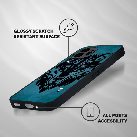 Black Artistic Wolf Shockproof Hybrid Protection (Metal + TPU) Back Case Cover