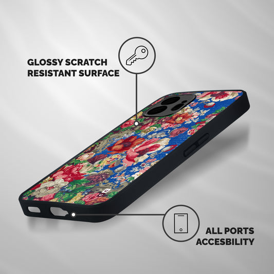 Block Printed Flowers Shockproof Hybrid Protection (Metal + TPU) Back Case Cover