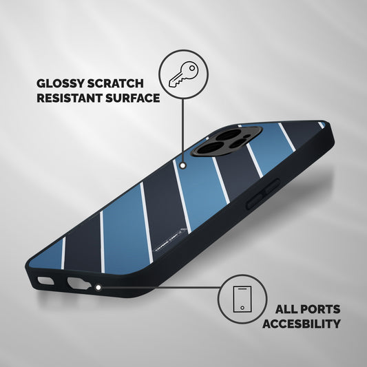 Blue Black Stripes Shockproof Hybrid Protection (Metal + TPU) Back Case Cover