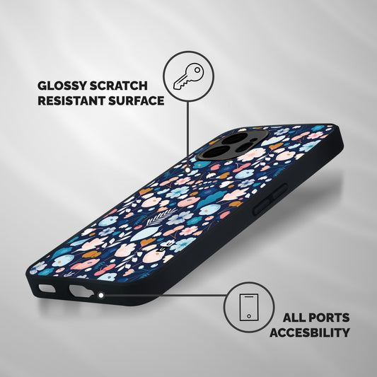Blue Floral Shockproof Hybrid Protection (Metal + TPU) Back Case Cover