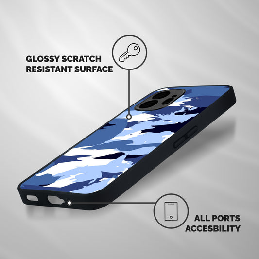 Blue White Canvas Shockproof Hybrid Protection (Metal + TPU) Back Case Cover