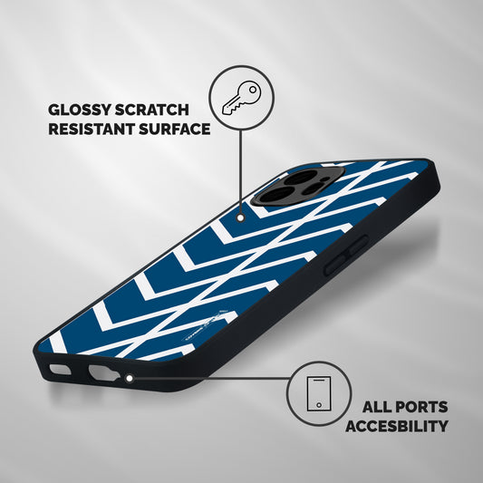 Blue White Pattern Shockproof Hybrid Protection (Metal + TPU) Back Case Cover
