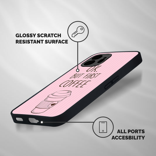 But First Coffee (Pink) Shockproof Hybrid Protection (Metal + TPU) Back Case Cover
