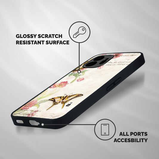 Butterfly Floral Shockproof Hybrid Protection (Metal + TPU) Back Case Cover