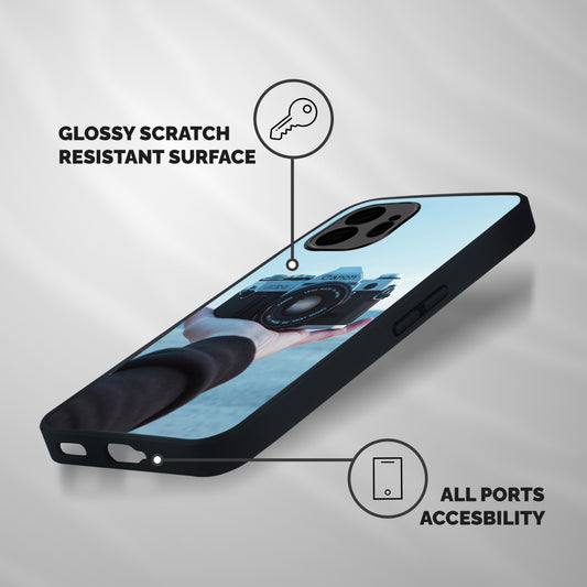 Camera in Hand Shockproof Hybrid Protection (Metal + TPU) Back Case Cover