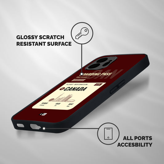 Canada Boarding Pass Shockproof Hybrid Protection (Metal + TPU) Back Case Cover