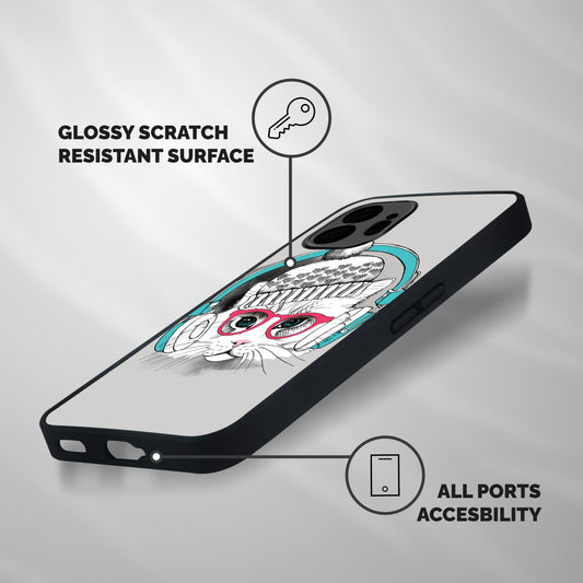 Cat Headphones Shockproof Hybrid Protection (Metal + TPU) Back Case Cover