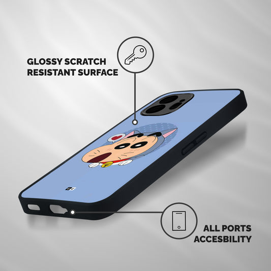 Cat Shinchan Shockproof Hybrid Protection (Metal + TPU) Back Case Cover