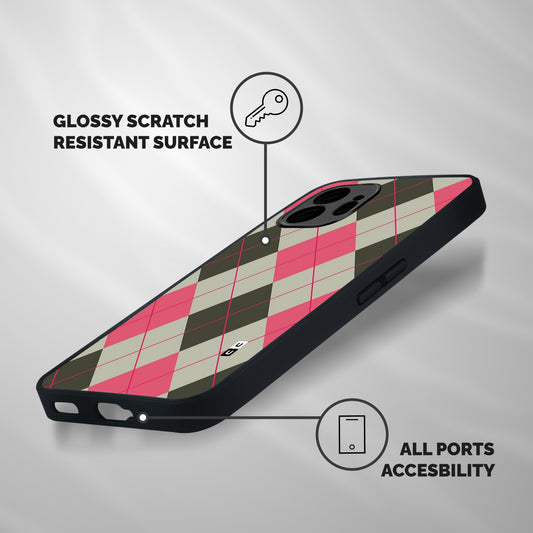 Check And Lines Shockproof Hybrid Protection (Metal + TPU) Back Case Cover