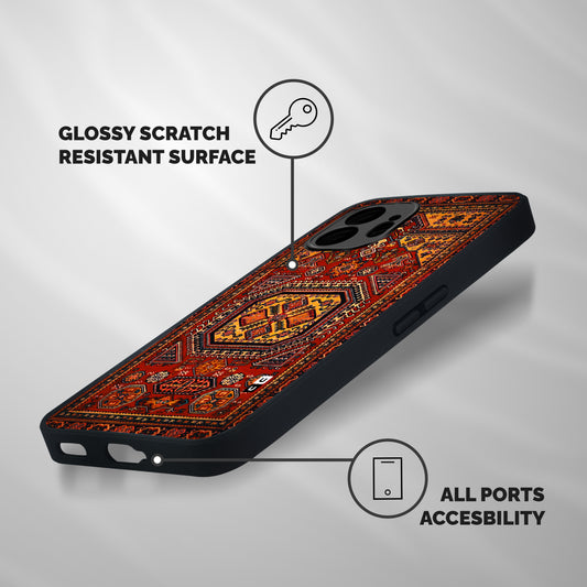 Classic Luxury Carpet Pattern Shockproof Hybrid Protection (Metal + TPU) Back Case Cover