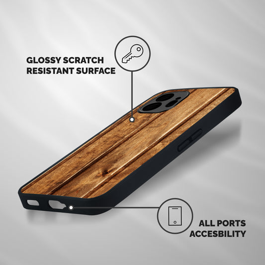 Classic Wood Print Shockproof Hybrid Protection (Metal + TPU) Back Case Cover