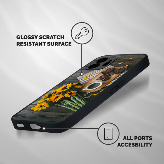 Coffee and Flowers Shockproof Hybrid Protection (Metal + TPU) Back Case Cover