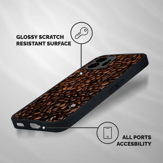 Coffee Beans Scattered Shockproof Hybrid Protection (Metal + TPU) Back Case Cover