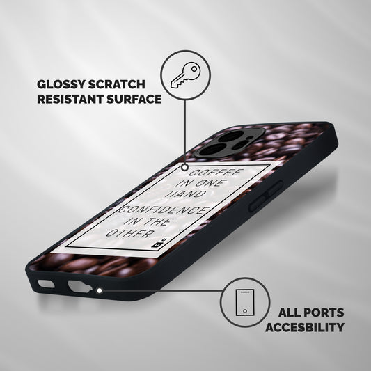 Coffee Confidence Quote Shockproof Hybrid Protection (Metal + TPU) Back Case Cover