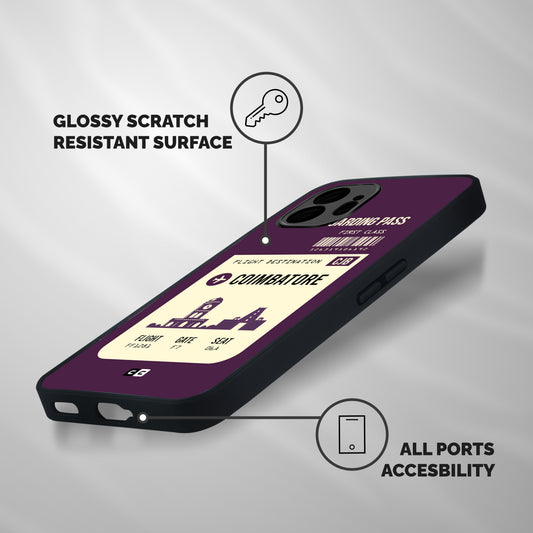 Coimbatore Boarding Pass Shockproof Hybrid Protection (Metal + TPU) Back Case Cover