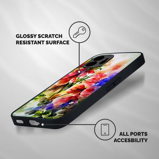 Colorful Flowers Fine Art Shockproof Hybrid Protection (Metal + TPU) Back Case Cover