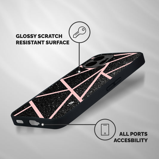Concrete Black Pink Stripes Shockproof Hybrid Protection (Metal + TPU) Back Case Cover