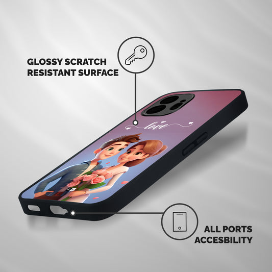 Couple With Flower Shockproof Hybrid Protection (Metal + TPU) Back Case Cover