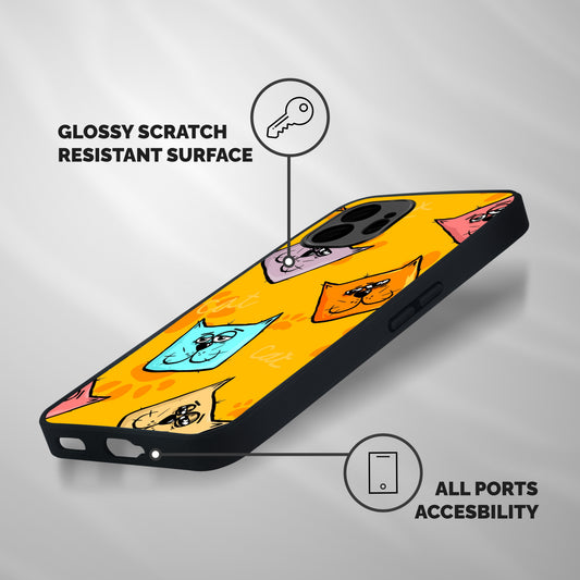 Cute Cat Pattern Shockproof Hybrid Protection (Metal + TPU) Back Case Cover