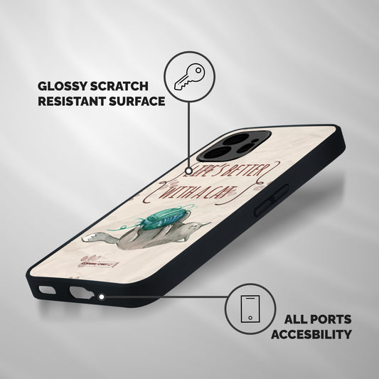 Cute Cat Shockproof Hybrid Protection (Metal + TPU) Back Case Cover