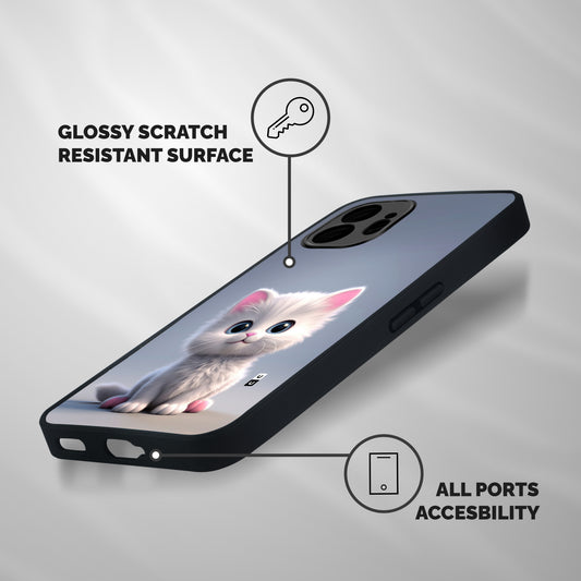 Cute Kitten Sitting Shockproof Hybrid Protection (Metal + TPU) Back Case Cover