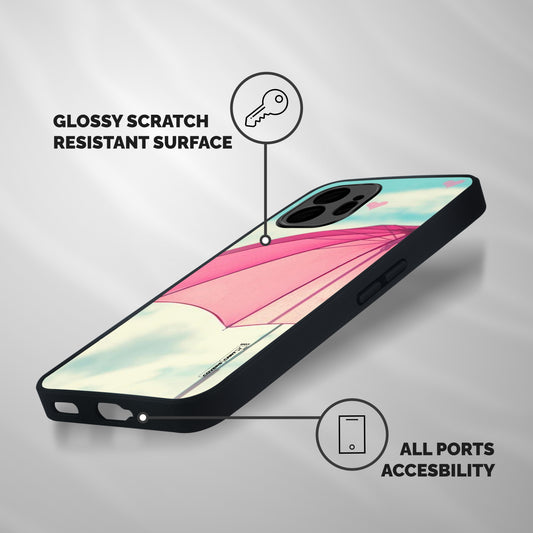 Cute Pink Umbrella Shockproof Hybrid Protection (Metal + TPU) Back Case Cover