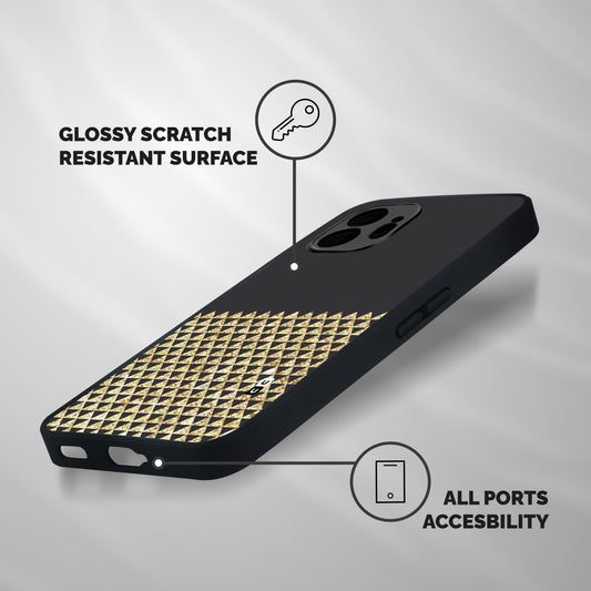 Dark Grey Golden Triangles Shockproof Hybrid Protection (Metal + TPU) Back Case Cover