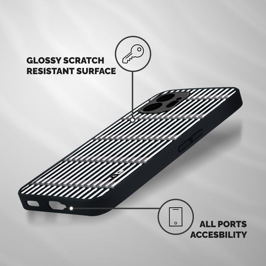 Dark Lines Pattern Shockproof Hybrid Protection (Metal + TPU) Back Case Cover
