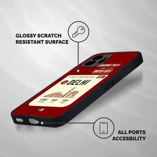 Delhi Boarding Pass Shockproof Hybrid Protection (Metal + TPU) Back Case Cover