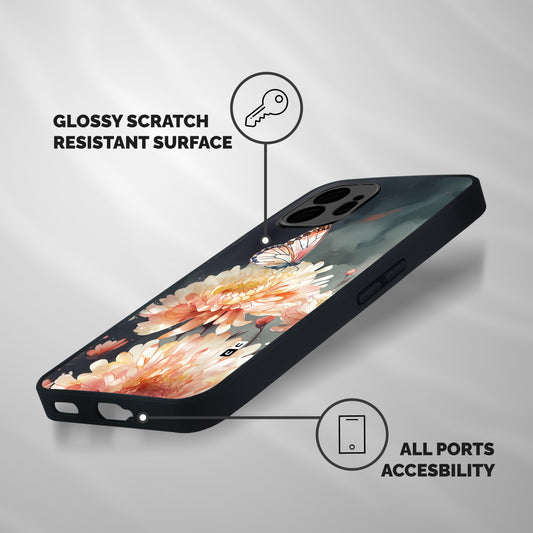 Digital Art Butterfly Flower Shockproof Hybrid Protection (Metal + TPU) Back Case Cover