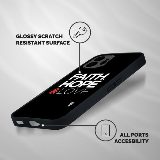Faith Hope and Love Typography Shockproof Hybrid Protection (Metal + TPU) Back Case Cover