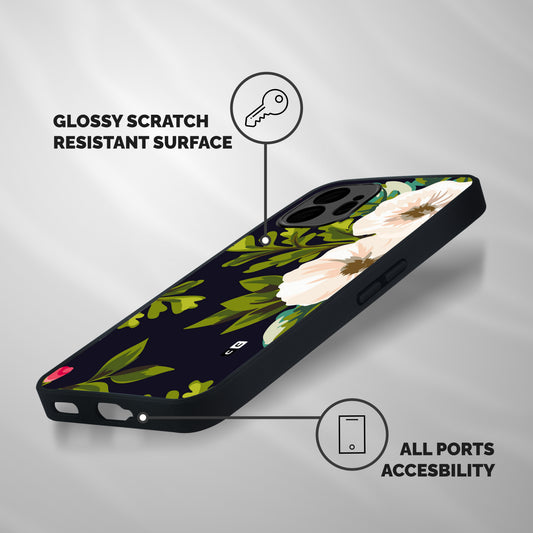Floral Leaves Shockproof Hybrid Protection (Metal + TPU) Back Case Cover