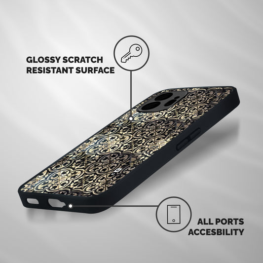 Floral Tile Shockproof Hybrid Protection (Metal + TPU) Back Case Cover