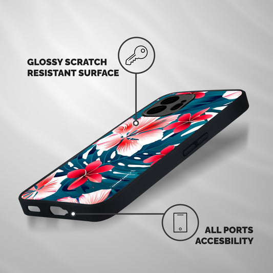 Flower design Shockproof Hybrid Protection (Metal + TPU) Back Case Cover